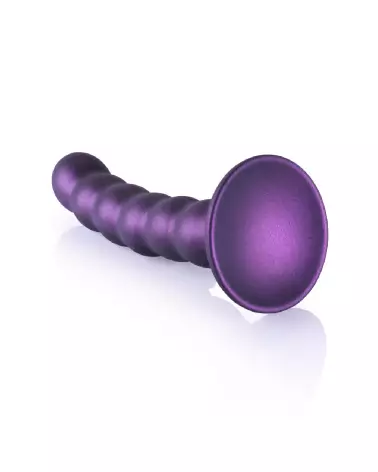Beaded Silicone G-Spot Dildo 13 cm Metallic Purple by Ouch! Shots-5