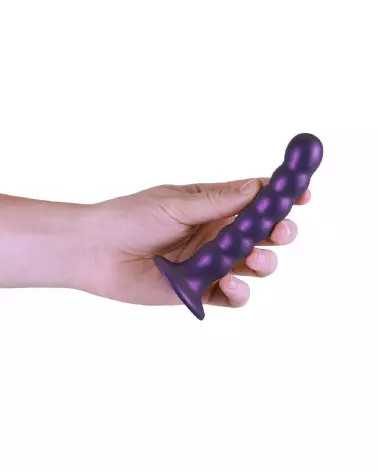 Beaded Silicone G-Spot Dildo 13 cm Metallic Purple by Ouch! Shots-7
