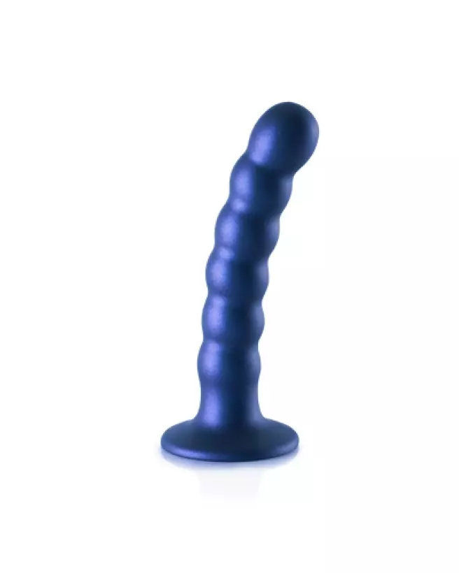 Ouch! by Shots Beaded Silicone G-Spot Dildo in Metallic Blue-1