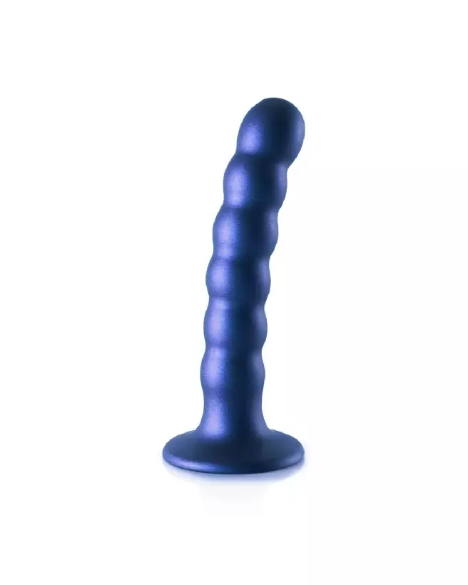 Ouch! by Shots Beaded Silicone G-Spot Dildo in Metallic Blue-3