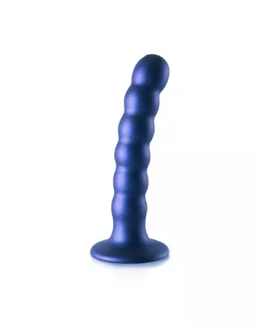 Ouch! by Shots Beaded Silicone G-Spot Dildo in Metallic Blue-3