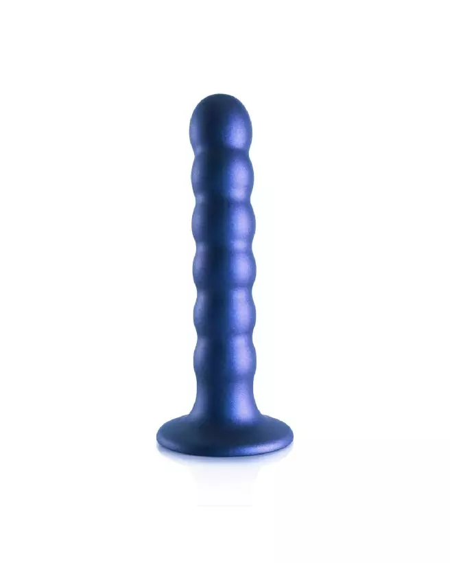Ouch! by Shots Beaded Silicone G-Spot Dildo in Metallic Blue-4