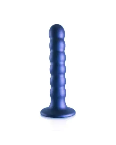 Ouch! by Shots Beaded Silicone G-Spot Dildo in Metallic Blue-4