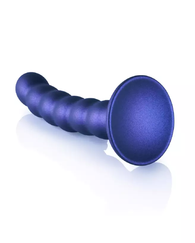 Ouch! by Shots Beaded Silicone G-Spot Dildo in Metallic Blue-5
