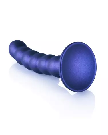 Ouch! by Shots Beaded Silicone G-Spot Dildo in Metallic Blue-5