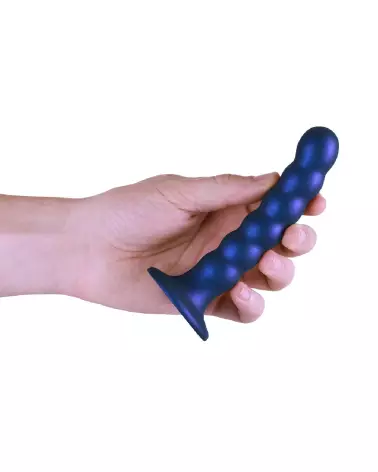 Ouch! by Shots Beaded Silicone G-Spot Dildo in Metallic Blue-7