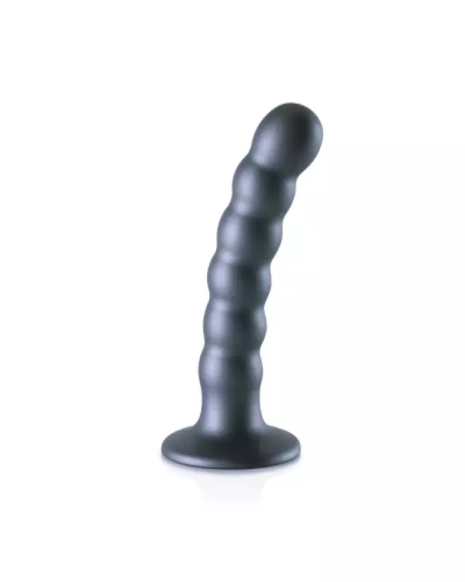 Beaded Silicone G-Spot Dildo 13cm Gunmetal par Ouch! Shots-1
