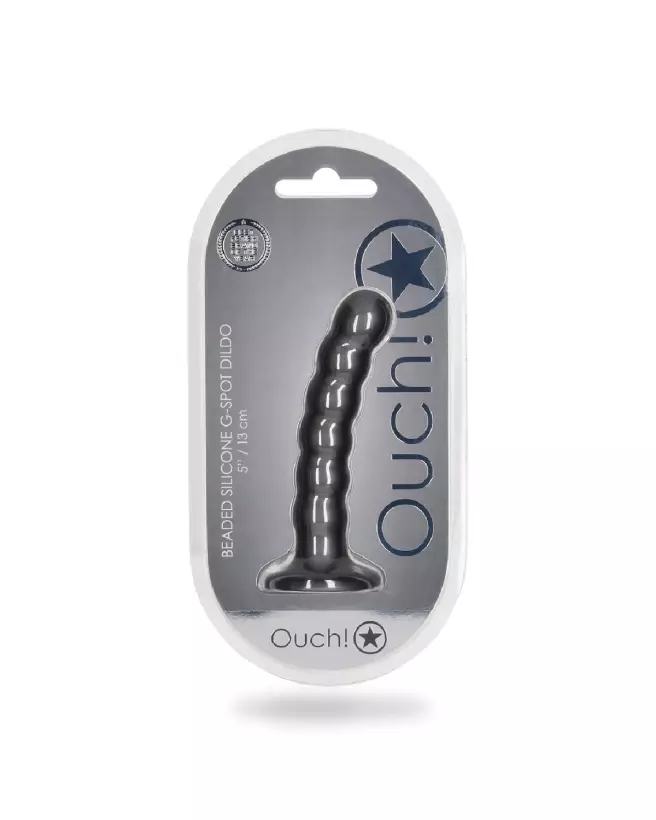 Beaded Silicone G-Spot Dildo 13cm Gunmetal par Ouch! Shots-2