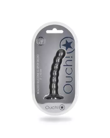 Beaded Silicone G-Spot Dildo 13cm Gunmetal par Ouch! Shots-2