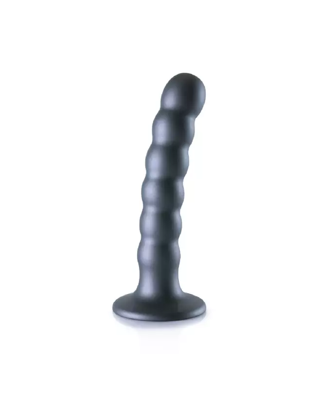 Beaded Silicone G-Spot Dildo 13cm Gunmetal par Ouch! Shots-3