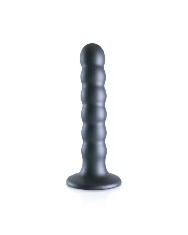 Beaded Silicone G-Spot Dildo 13cm Gunmetal par Ouch! Shots-4