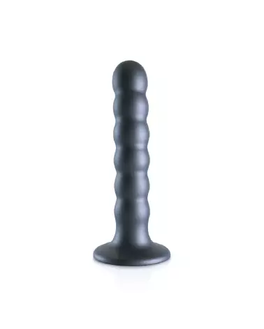 Beaded Silicone G-Spot Dildo 13cm Gunmetal par Ouch! Shots-4