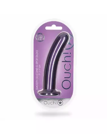 Smooth Silicone G-Spot Dildo Metallic Purple Ouch by Shots-2