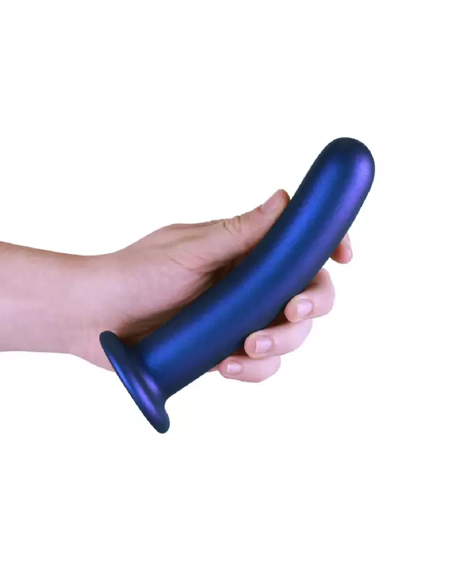 Image du Smooth Silicone G-Spot Dildo 17 cm en Metallic Blue par Ouch! by Shots-7