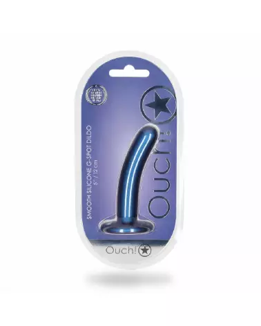 Smooth Silicone G-Spot Dildo Metallic Blue by Ouch! - Premium Quality Adult Toy-2