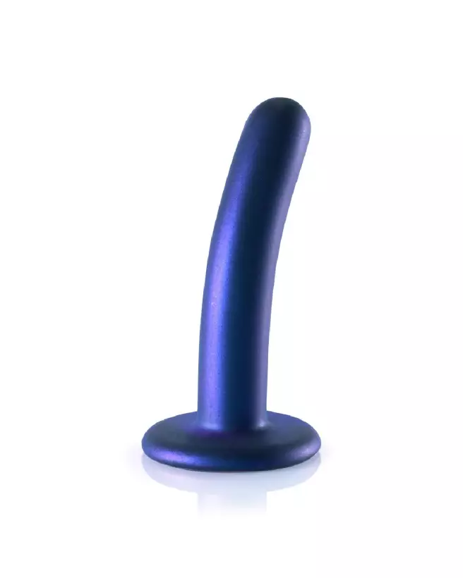 Smooth Silicone G-Spot Dildo Metallic Blue by Ouch! - Premium Quality Adult Toy-3