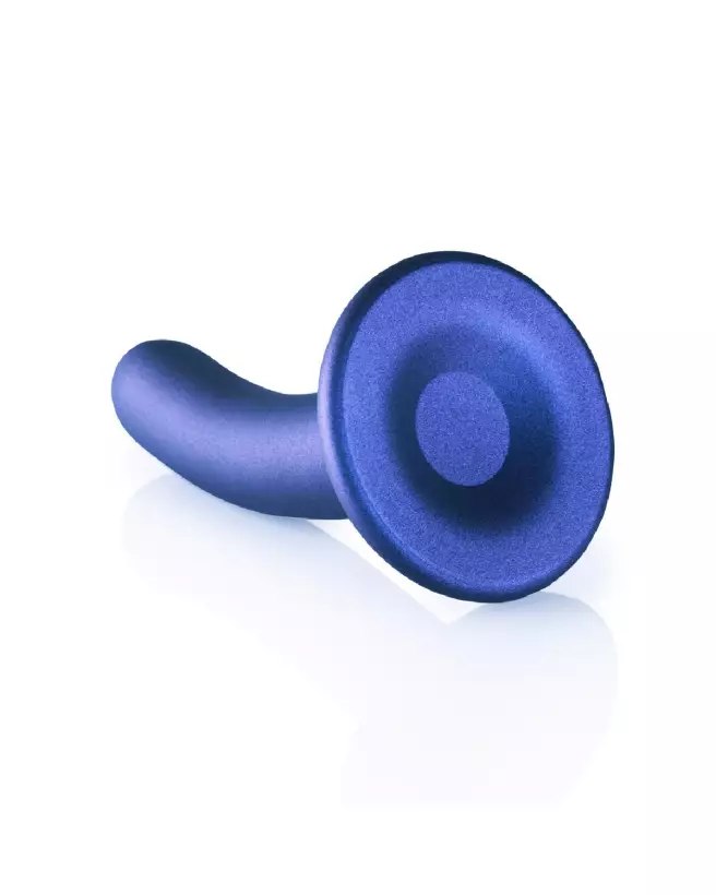 Smooth Silicone G-Spot Dildo Metallic Blue by Ouch! - Premium Quality Adult Toy-5