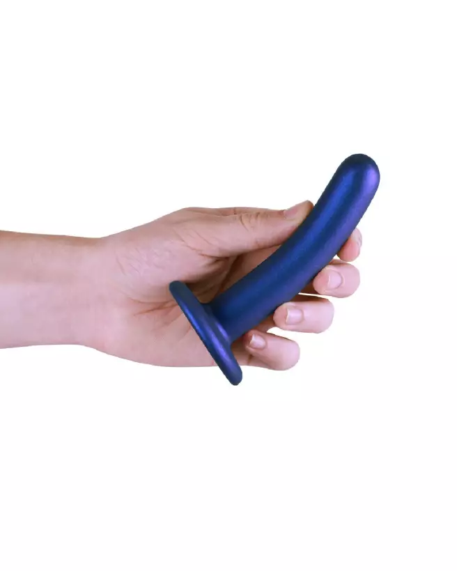 Smooth Silicone G-Spot Dildo Metallic Blue by Ouch! - Premium Quality Adult Toy-7