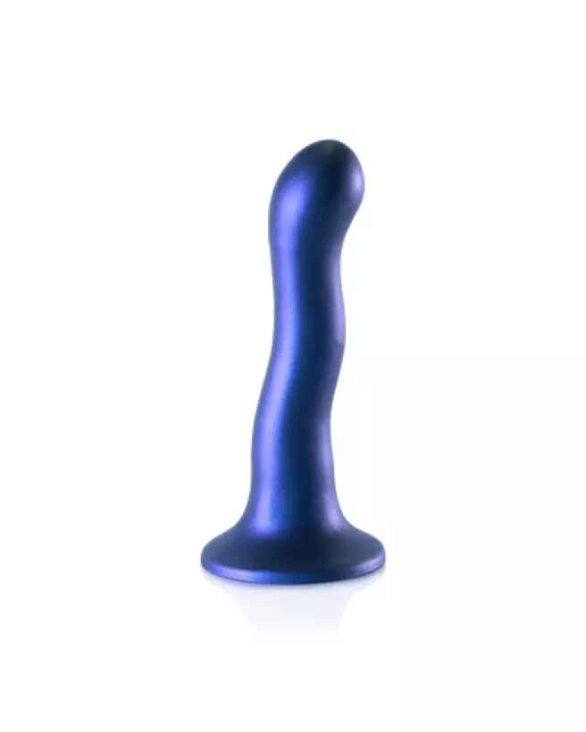 Silicone Curvy G-Spot Dildo 17 cm Metallic Blue by Ouch! Shots-1