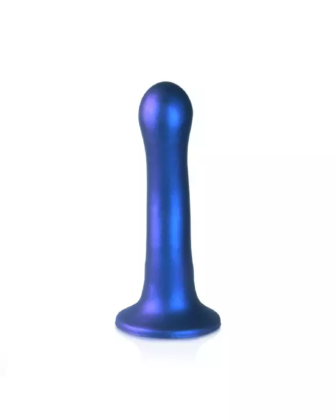 Silicone Curvy G-Spot Dildo 17 cm Metallic Blue by Ouch! Shots-3