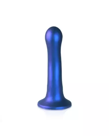 Silicone Curvy G-Spot Dildo 17 cm Metallic Blue by Ouch! Shots-3