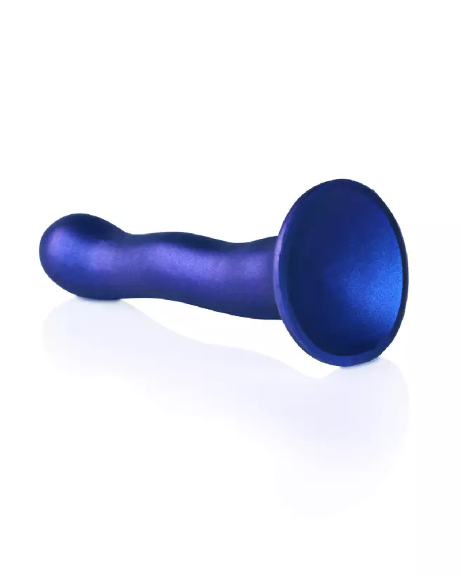 Silicone Curvy G-Spot Dildo 17 cm Metallic Blue by Ouch! Shots-4