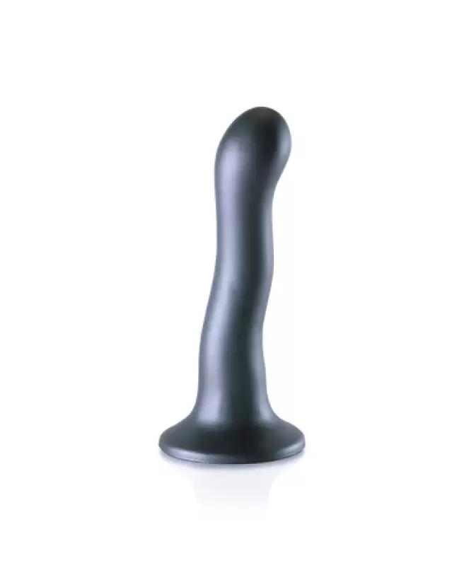 Ultra Soft Silicone G-Spot Dildo 17 cm Gunmetal by Ouch! Shots-1
