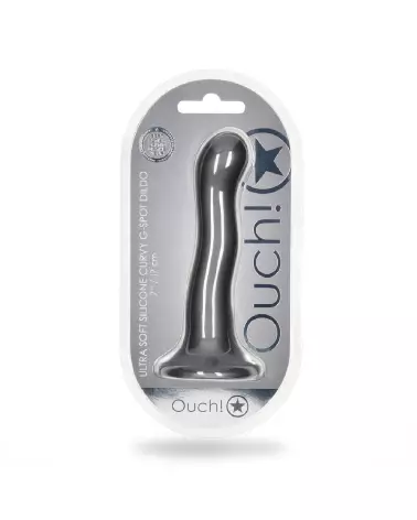 Ultra Soft Silicone G-Spot Dildo 17 cm Gunmetal by Ouch! Shots-2