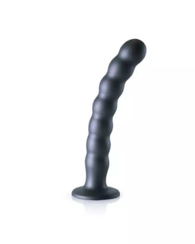 Beaded Silicone G-Spot Dildo 20.5 cm couleur Gunmetal par Ouch! by Shots-1