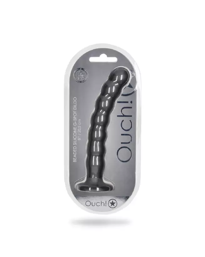 Beaded Silicone G-Spot Dildo 20.5 cm couleur Gunmetal par Ouch! by Shots-2