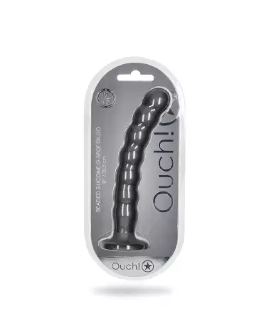 Beaded Silicone G-Spot Dildo 20.5 cm couleur Gunmetal par Ouch! by Shots-2