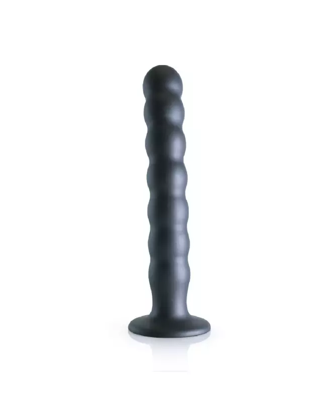 Beaded Silicone G-Spot Dildo 20.5 cm couleur Gunmetal par Ouch! by Shots-4