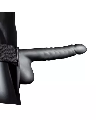 Image du Ribbed Hollow Strap-On with Balls 21 cm Gunmetal par Ouch! by Shots-4