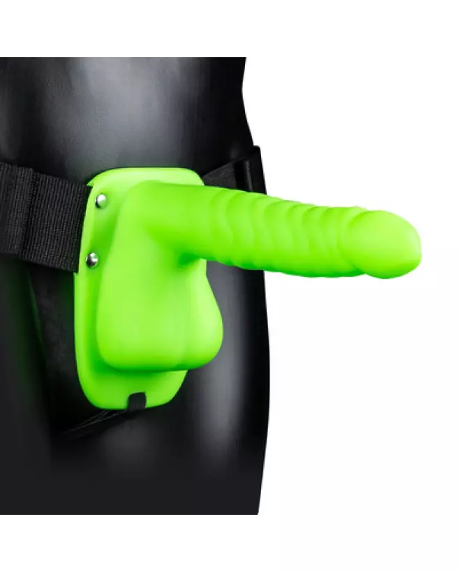 Harnais phosphorescent vert neon Ouch! Shots avec testicules et texture côtelée 21 cm-1