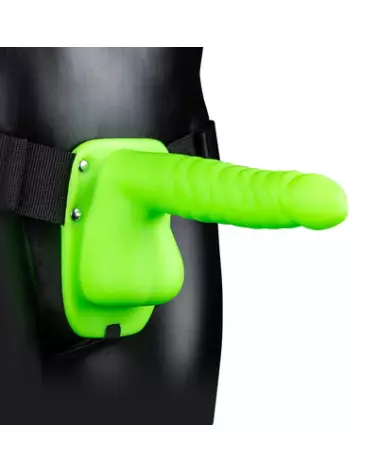 Harnais phosphorescent vert neon Ouch! Shots avec testicules et texture côtelée 21 cm-1
