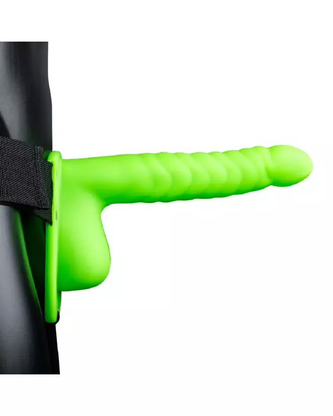 Harnais phosphorescent vert neon Ouch! Shots avec testicules et texture côtelée 21 cm-4