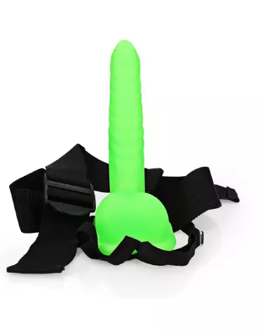 Harnais phosphorescent vert neon Ouch! Shots avec testicules et texture côtelée 21 cm-6