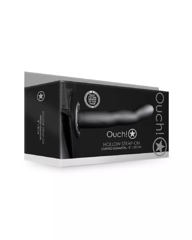 Gode ceinture creux courbé gunmetal 20 cm Ouch! by Shots-2
