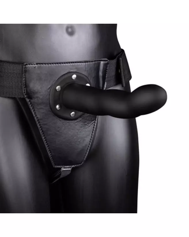 Gode Ceinture Creux Courbé Noir 20 cm Ouch! by Shots, Strap-On Réaliste-1
