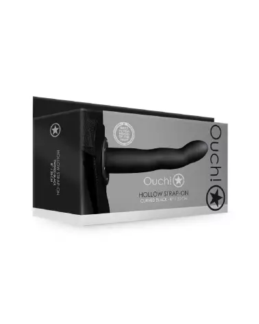 Gode Ceinture Creux Courbé Noir 20 cm Ouch! by Shots, Strap-On Réaliste-2