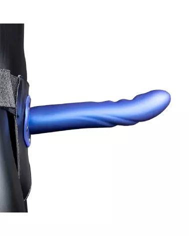 Strap-On Courbé Texturé Bleu Métallique d'Ouch! by Shots pour sensations dynamiques-4