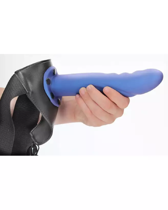 Strap-On Courbé Texturé Bleu Métallique d'Ouch! by Shots pour sensations dynamiques-7