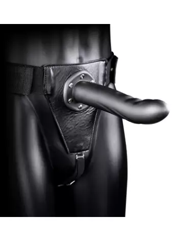 Textured Curved Hollow Strap-On 8 inch Gunmetal by Ouch! - Image du produit-1