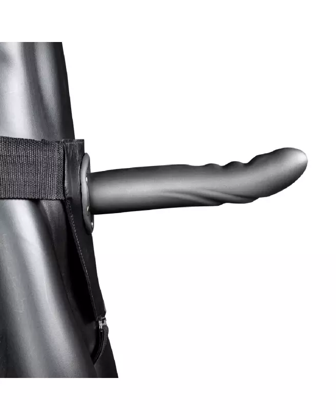 Textured Curved Hollow Strap-On 8 inch Gunmetal by Ouch! - Image du produit-4