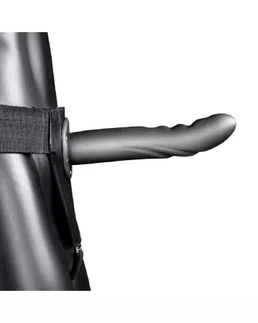 Textured Curved Hollow Strap-On 8 inch Gunmetal by Ouch! - Image du produit-4