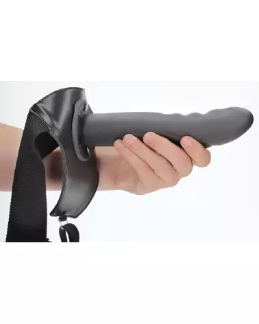 Textured Curved Hollow Strap-On 8 inch Gunmetal by Ouch! - Image du produit-7