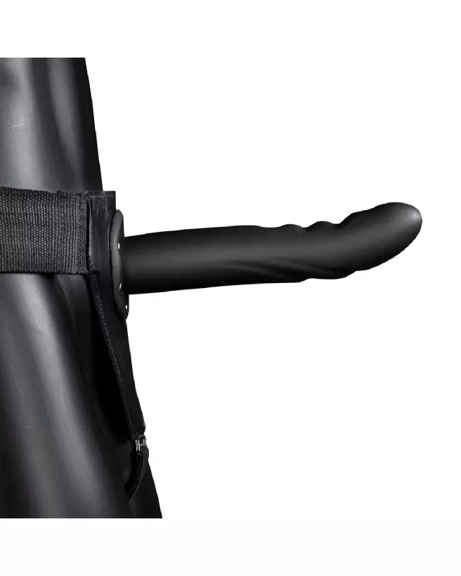 Textured Curved Hollow Strap-On 20 cm Black by Ouch! Shots-4