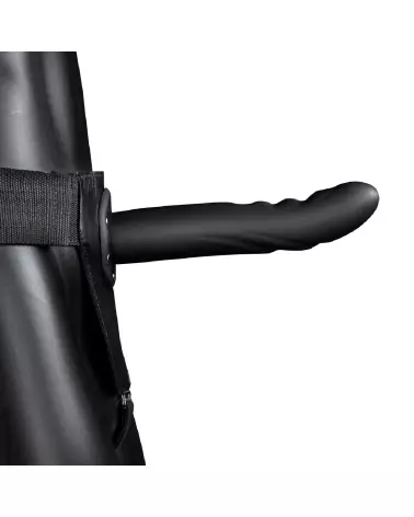 Textured Curved Hollow Strap-On 20 cm Black by Ouch! Shots-4