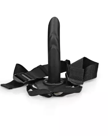 Textured Curved Hollow Strap-On 20 cm Black by Ouch! Shots-6