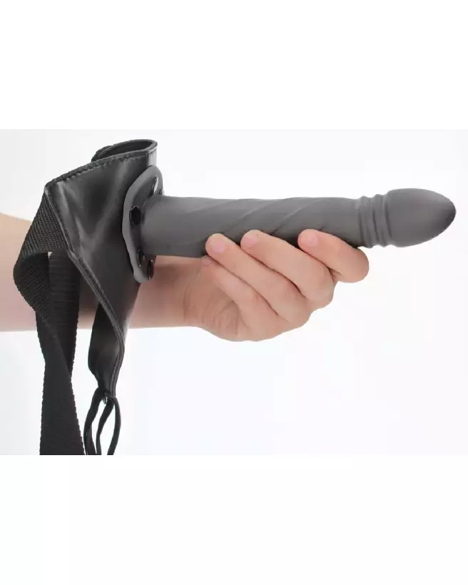 Twisted Hollow Strap-On 8 inch Gunmetal Ouch! by Shots-7